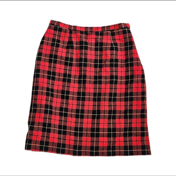 90s academia cottagecore red plaid would blend skirt - Picture 1 of 6